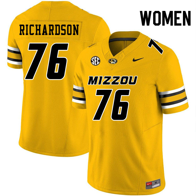 Women #76 Jayven Richardson Missouri Tigers College Football Jerseys Stitched-Gold